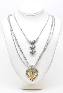 Brighton Silver & Two-Tone Scrolled Heart Pendant Necklaces 45.3g