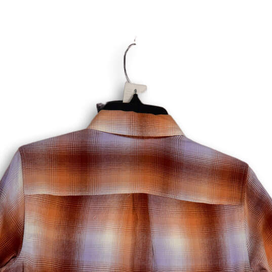 NWT Womens Orange Purple Plaid Long Sleeve Button-Up Shirt Size Medium image number 3