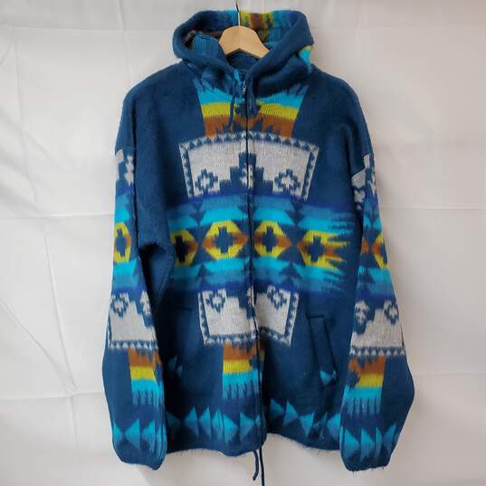 Tuntaquimba Wool Southwestern Aztec Full Zip Hoodie/Jacket LG image number 1