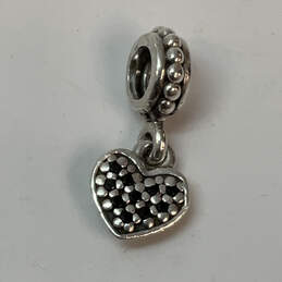 Designer Pandora S925 ALE Sterling Silver Black Stone Heart Dangle Charm alternative image
