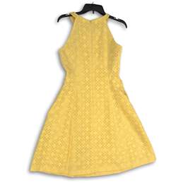 White House Black Market Womens Yellow Lace Round Neck Fit & Flare Dress Size 6 alternative image