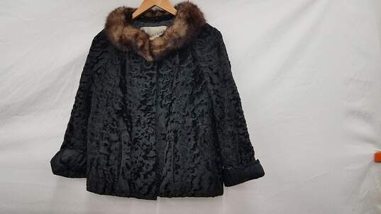 Curly Lamb Jacket w/ Mink Collar image number 1