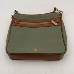 Michael Kors Womens Green Brown Leather Adjustable Strap Crossbody Bag Purse