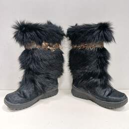 Bear Paw Women's Black Furry Boots Size 5 alternative image