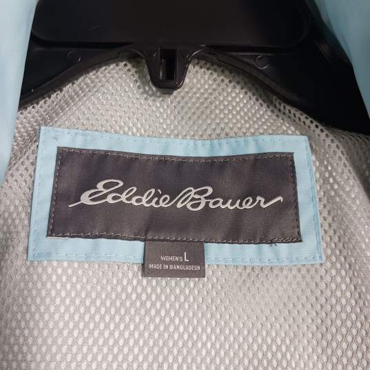 Eddie Bauer Women's Light Blue WeatherEdge Hooded Rain Jacket (Size L) image number 5