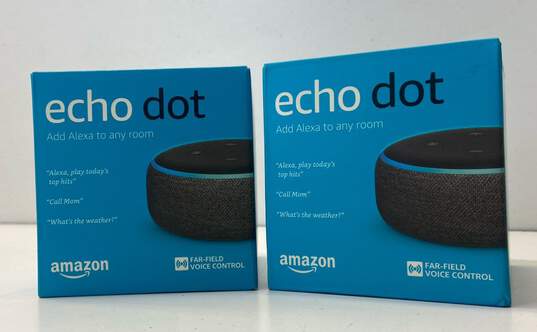 Amazon Lot of 2 Amazon Echo Dot in Charcoal (Gen 3), Grey image number 1