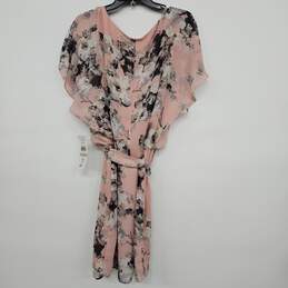 Pink Floral Print Sash Dress alternative image