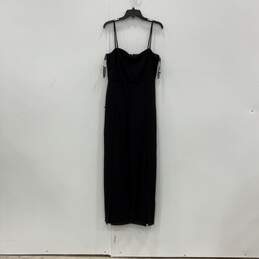 NWT Womens Black Sleeveless Sweetheart Neck Thigh Slit One-Piece Jumpsuit Size L