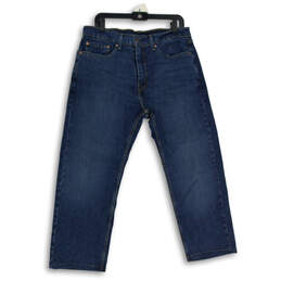 Mens Blue Denim 5 Pocket Design Dark Wash Denim Straight Jeans Size 34X29