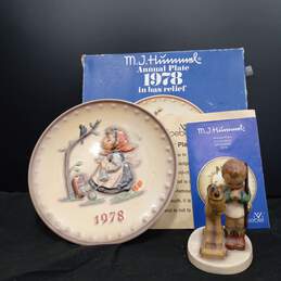 M.J. Hummel Annual 1978 In Bas Relief Collectors Plate IOB With Prayer Before Battle Figurine