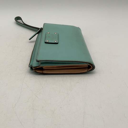 Kate Spade Womens Turquoise Tan Inner Zipper Pocket Clutch Wristlet Wallet image number 3