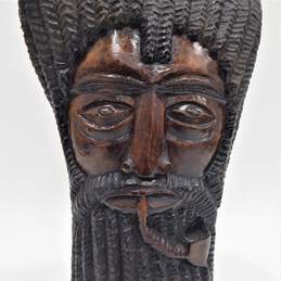 Vintage 1978 Jamaica Wood Hand Carved Man Head Bust Statue alternative image