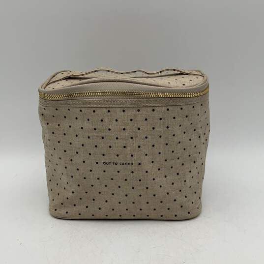 Kate Spade Womens Beige Black Polka Dot Insulated Top Handle Zipper Lunch Bag image number 1