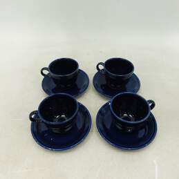 VTG Fiestaware Cobalt Blue Set of 4 Coffee Cups & Saucers