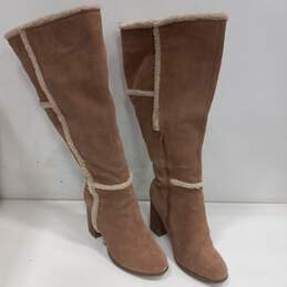 Women's Suede Tall Heeled Boots Size 10 alternative image