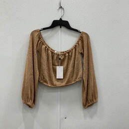 NWT Womens Rose Gold Off-Shoulder Shimmery Skirt And Shirt Set Size Medium alternative image