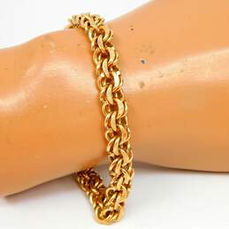 14K Yellow Gold Etched & Smooth Fancy Double Curb Chunky Chain Bracelet 27.3g