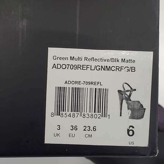 Pleaser Adore 709 Green Multi Reflective Black Matte Women's Heels Size 6 image number 6