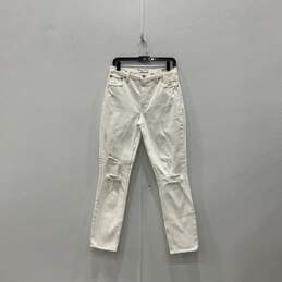 NWT Womens White Light Wash Distressed High-Rise Skinny Denim Jeans Size 29/8