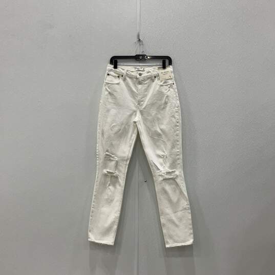 NWT Womens White Light Wash Distressed High-Rise Skinny Denim Jeans Size 29/8 image number 1