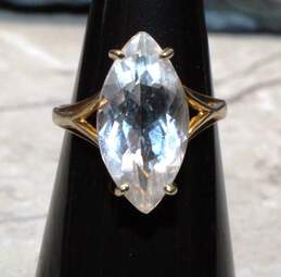 14K Yellow Gold Marquise Cut White Sapphire Ring Size 5.75 alternative image