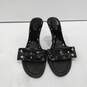 Charles Women's Black Leather Slip On Open Toe Stiletto Heel Slide Sandals Size 6 image number 1