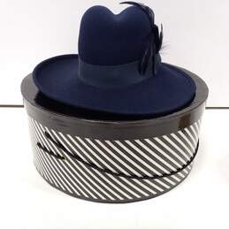 Lady Stetson Blue Wool Hat With Feather IOB