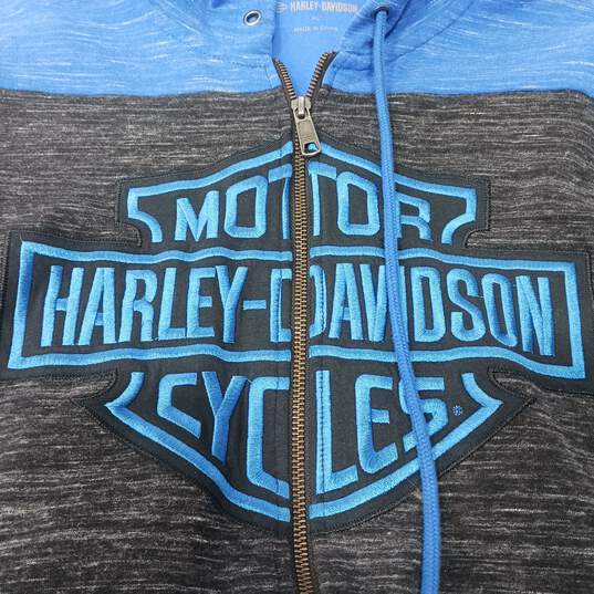 Harley-Davidson Men's Blue/Black Full Zip Hoodie Size XL image number 5