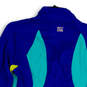 Womens Blue Long Sleeve Quarter Zip Running Track Jacket Size Medium image number 4