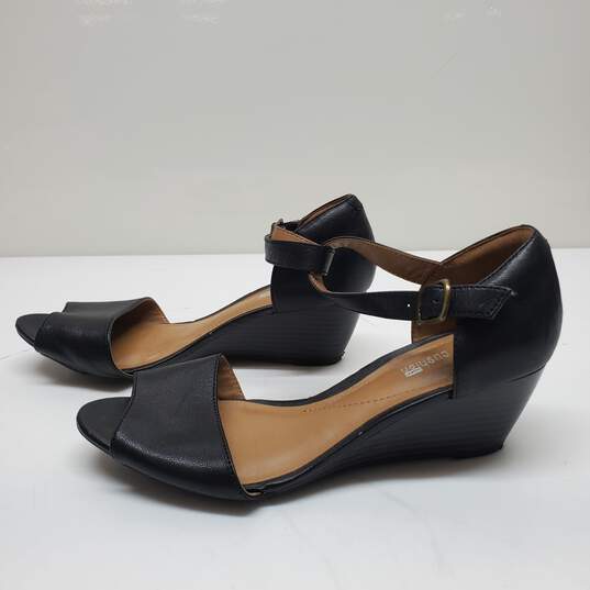 Clarks Womens Black Wedge Sandals Size 7.5 image number 1