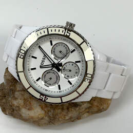 Designer Fossil ES-2540 White Stainless Steel Round Dial Analog Wristwatch