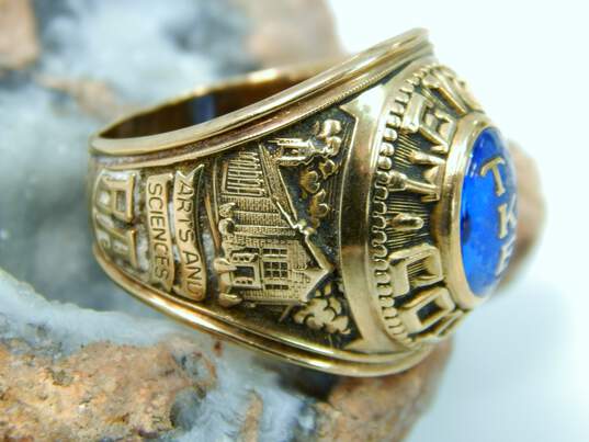 10K Yellow Gold Blue Spinel 1969 Lewis College Class Ring 12.7g image number 3