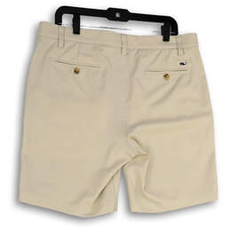 Mens Beige Flat Front Slash Pocket Straight Casual Chino Shorts Size 34 alternative image