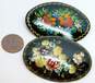 Vintage Russian Floral Hand Painted Brooches 13.2g image number 6