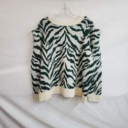 Eloquii Green & White Animal Patterned Knit Sweater WM Size 22/24 NWT alternative image
