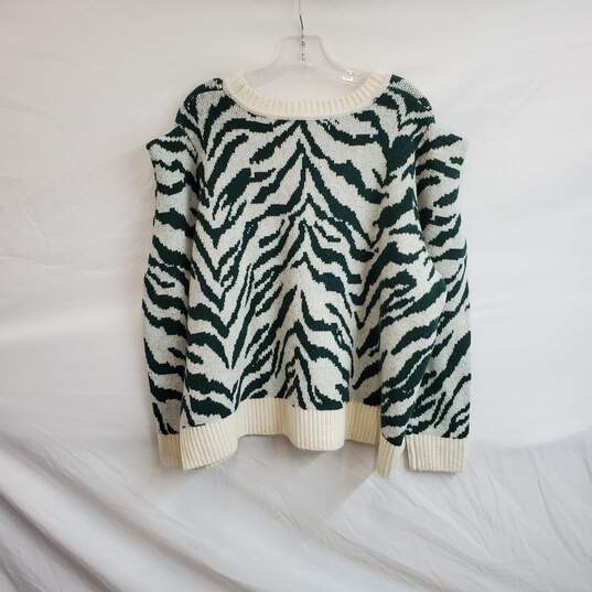 Eloquii Green & White Animal Patterned Knit Sweater WM Size 22/24 NWT image number 2