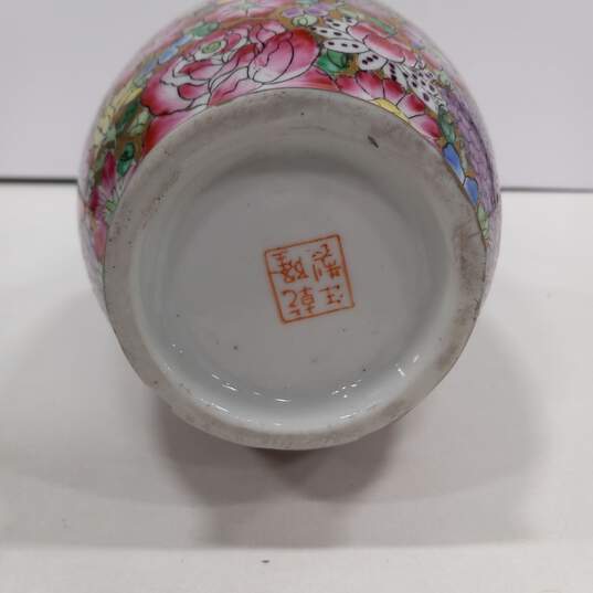 Pink Floral Pattern w/ Gold Accent Porcelain Vase image number 5