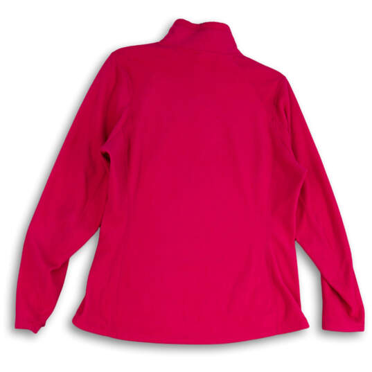 Womens Pink Long Sleeve Mock Neck 1/4 Zip Pullover Athletic Top Size Large image number 2