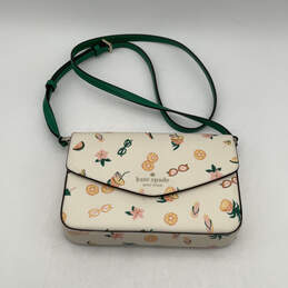 Womens Green Beige Tropical Adjustable Strap Inner Pocket Crossbody Bag
