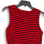 Womens Red Blue Back Zip Round Neck Sleeveless Fit & Flare Dress Size Small image number 4