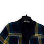 Womens Multicolor Plaid Long Sleeve Hooded Button-Up Shirt Size Large image number 4