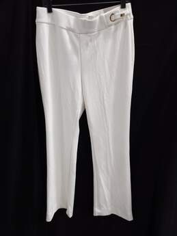 CHICO'S Off White Textured Wide Leg Trousers/Slacks Size 10 NWT