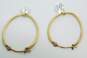 14K Gold Clear Cubic Zirconia Charm Oblong Hoop Earrings 1.3g image number 2