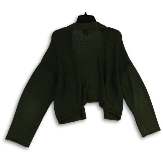Womens Green Knitted Long Sleeve Open Front Cardigan Sweater Size Large image number 2