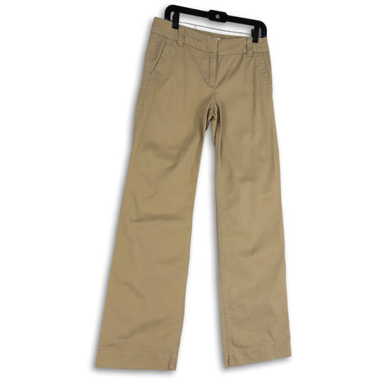 Womens Tan Flat Front Straight Leg Slash Pockets Chino Pants Size 4T image number 1