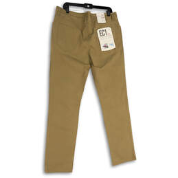 Mens Brown EC1 Slim Stretch Flat Front Straight Leg Chino Pants Size 36X32 alternative image