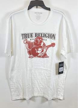 True Religion Mens White Crew Neck Short Sleeve Pullover T-Shirt Size X Large