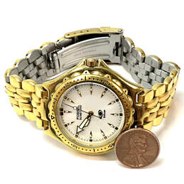 Designer Fossil AM-3117 Gold-Tone Chain Strap Round Dial Analog Wristwatch alternative image
