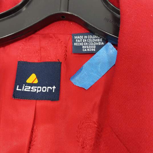 Liz Sport Red Wool Dress Jacket Size 10 image number 3