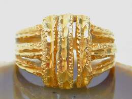 14K Yellow Gold Etched Dome Cut Out Ring 4.7g alternative image